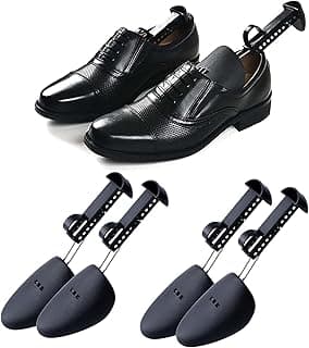 X spring Adjustable Shoe Tree Stretcher, 2 Pairs Plastic Adjustable Length Shoe Stretchers and Shapers, Universal Shoe Shape Keeper for Sneakers, Boots, Heels, Leather Shoes