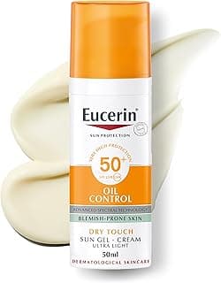 Eucerin Face Sunscreen Oil Control Gel-Cream Dry Touch, High UVA/UVB Protection, SPF 50+, Light Texture Sun Protection, Suitable Under Make-Up, For Blemish-Prone Skin, 50ml