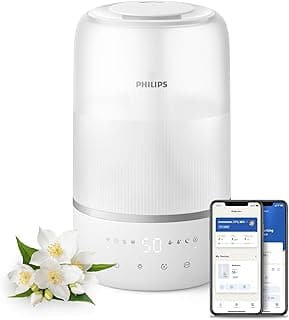 Philips Smart Humidifier - Compact but powerful with SkyHigh Mist, up to 32 hours runtime, 3L water tank refill, silent with sleep mode and night light, for (bedroom) rooms up to 38 m2 (HU1509/00)