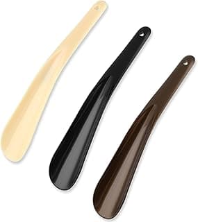 Bukela Bukela 6Pcs Small Shoe Horn-بوق الحذاء الصغير Plastic Shoehorn Lazy Shoe Helper Short Shoe Horns with Hook Comfort Grip Travel for Men Women The Elderly Kids Disabled (19.5cm,Black, Beige, Brown)