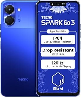 Tecno Spark Go 3, 6.75 inches 120Hz Smooth Display, 5000mAh Battery, 4GB RAM + 64GB Storage, 13MP Camera, Galaxy Blue