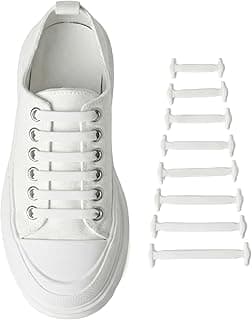 16 Pcs No Tie Shoelaces Men Women Elastic Tieless Shoe Laces for Sneakers, Easy Installation, Black/White