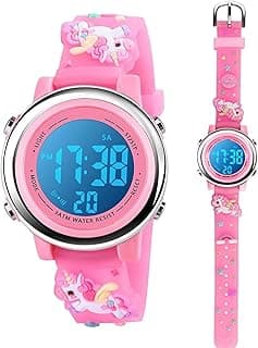 KASTWAVE Toddler Kids Digital Watches for Girls Boys, 3D Cute Cartoon 7 Color Lights Waterproof Sport Electronic Wrist Watch with Alarm Stopwatch for 3-10 Year Children