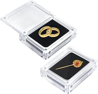 Azonee Azonee Small Acrylic Jewelry Box with Lid, 2 Pack Clear Gemstone Display Box Container with Automatic Adsorption Clear Top Lids and Sponge Inside for Gemstones, Rings, Necklaces, Bracelets