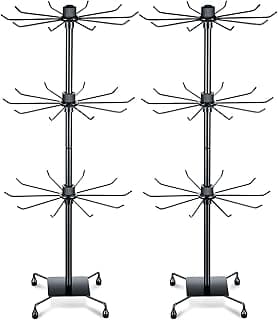 Aputue Aputue Spinning Jewelry Display Stand, 2PCS Rotating Display Rack with 3 Tier Adjustable Hooks, Jewelry Organizer Holder for Retail Store Counter Display and Home Decor