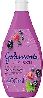Johnson & Johnson Body Wash, Vita-Rich, Replenishing, Enriched with wild berries, raspberry extract and glycerin, Rich and foamy formula for intense hydration, 400ml