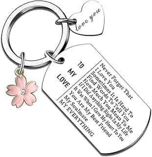 RFTWXHPN Stainless Steel Keychain for Wife/Girlfriend - Never Forget I Love You - Romantic Gifts for Her - Anniversary, Birthday, Valentines Day, Wedding