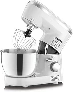 Black & Decker Kitchen Stand Mixer Machine, 1000W Power, 4L Large Capacity, Stainless Steel Bowl, 6 Speed Settings for Perfect Baking Results, Easy Mixing & Kneading, 2 years warranty, SM1000-B5