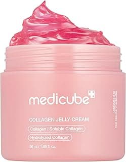 Medicube Collagen Jelly Cream-50ml with Niacinamide and Freeze-Dried Collagen improves uneven skin tone, boosts hydration, and 24-hour glow. No artificial colors. Korean skincare(1.69 fl. oz.)