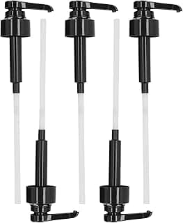 ToolHouse ToolHouse 5 Pcs 1 Liter Pump Bottle Dispenser, Durable & Reusable Pump Bottle Dispenser, Washable Pump Dispenser Replacement, for Home Drink House Bar Coffee Black (1 Liter Plastic Bottle Only)