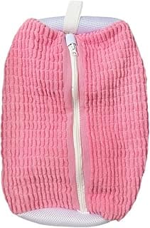 Shoe Washing Machine Bag Reusable Soft Protective Laundry Design with Side Zipper Breathable Fiber Structure Pink