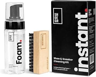 SHOEGR Instant Shoe Cleaning Kit | 150ml Shoe Cleaning Foam & 1 All-Purpose Brush, White Shoe Cleaning Kit, Shoe Cleaner Kit For Sneakers, Sports, Suede, Rubber | Shoe Cleaner Foam Spray