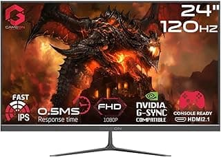 GAMEON New 2024 1080p Gaming Monitor 23.8 inch, GOES24FHD120IPS, FHD IPS,120Hz Refresh Rate, 0.5ms Response Time, 2.1 HDMI, G-Sync & FreeSync, HDR, Built-in-Speakers, Console Ready