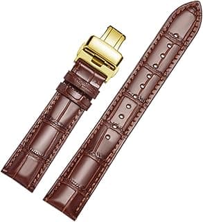 MUENShop Extended Genuine Leather Strap XXL Quick Release 18mm-22mm with Deployment Buckle Butterfly Buckle