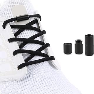 ASKIND Elastic Shoe Laces, 2 Pairs Elastic No Tie Shoelaces for Sneakers, One Size Fits All Adults and Kids Shoes (Black)