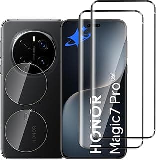 [2+2 Pack],3D Curved Screen Protector for Honor Magic 7 Pro, HD Clear Anti-Scratch Tempered Glass,Full Coverage Anti-Fingerprint, Case-Friendly Edge Design