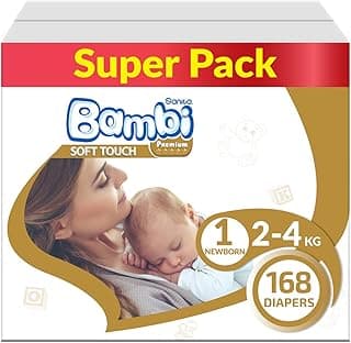 Sanita Bambi, Size 1, Newborn, 2-4 kg, Super Box, 168 Diapers