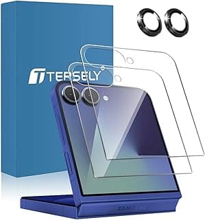 【2+1 Pack】 T Tersely Screen Protector for Samsung Galaxy Flip 7 5G, 2 Pack 9H Tempered Glass Back Screen Protector+ 1 Pack Camera Lens Protector for Flip7 5G (2025)
