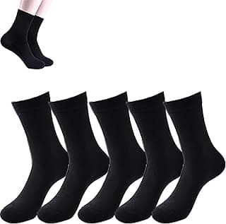 GoodTool Men's Mid-Calf Socks 5-Pair, 100% Cotton Socks, Breathable Everyday Socks for Business and Casual Wear