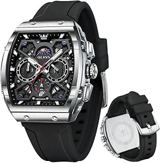 OLEVS Watch for Men UK Stainless Steel Designer Diamonds Dress Men's Wrist Watches for Men Waterproof with Date and Day Analog Quartz Watches