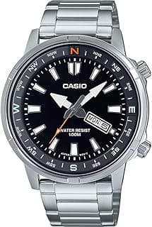 Casio Collection Male Wristwatch - Quartz Casual Stainless steel Band and case Grey Analog Black Dial - MTD-130D-1A4