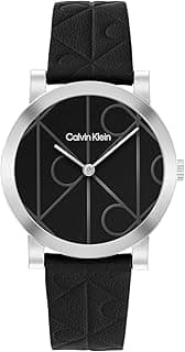 Calvin Klein Two Hand Quartz Movement Watch for Women CK MONOGRAM Collection with Black Leather Strap - 25100128