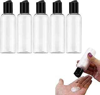 GoodTool GoodTool 5-Pack Travel Bottles Set, Clear Plastic Empty Travel Bottles, 120ml/4oz Leak-Proof Toiletry Containers with Black Pump Lids for Shampoo and Cosmetics, Portable for Trips (134MM*40M)