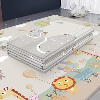 Beauenty Baby Play Mat, 200 * 180 * 1CM Waterproof Non-Slip Large Reversible Playmat Crawling Mat, Extra Thick Soft Baby Playmats for Playing or Camping Mat Bedroom Living Room Plush Carpet Area (B)