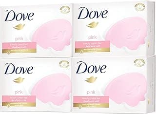Dove Moisturising Soap Bar Nourishing Formula for All Skin Types, Pink with 1⁄4 Moisturising Cream, 125g - Pack of 4