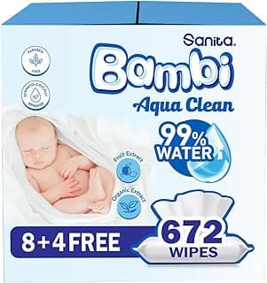 Sanita Bambi Water Wipes, 12X56, 672 Baby Wet Wipes