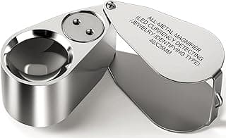 Leffis Leffis 40X Jewelers Loupe Magnifier Magnifying Glasses, LED/UV Illuminated Jewelry Loop Pocket Folding Magnifying Glass with Metal Construction for Close Work, Gardening, Kids, Stamp, Rock Collecting