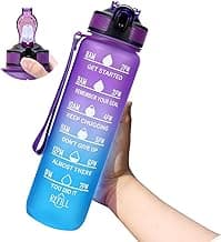 35oz/1L Motivational Water Bottle, BPA Free, Leakproof, with Time Marker & Encourage Phrase - Purple Blue