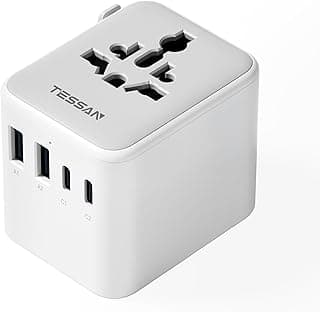 TESSAN International Travel Adapter, TESSAN Universal Travel Adapter Plug with 2 USB A and 2 USB C Chargers, All in 1 Worldwide Power Adapter Socket for KSA to European UK US AU Ireland AU (Type C/G/A/I)