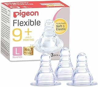 Pigeon Peristaltic Silicone Nipple, Size L - 3 Pieces