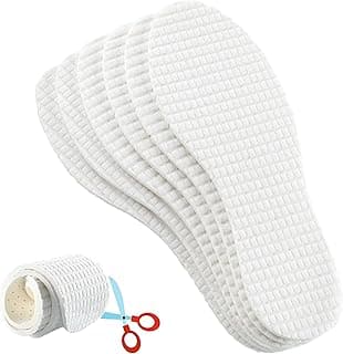 RWRW 3 Pairs Anti Odour Cotton Shoe Insoles, Breathable Terry Barefoot Odour Eating Inserts, Super Soft Shock Absorption Compression Resistance Insoles, Cut-to-Size Everyday Comfort Insoles for Men & Women