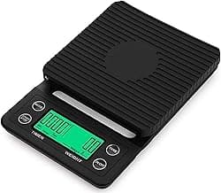 JKT Digital Coffee Scale with Timer, Digital Coffee Scale Kitchen Scale with Auto Timing, 0.1-5000g Coffee Roasting Scale Kitchen Weighing Scale - Black