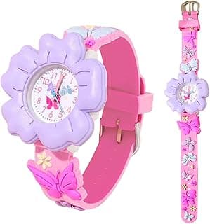 Cliuytto 3D Flower Cartoon Digital Watch, 2-8 Years, Children's Watch,Watch for Girls,Quartz watch