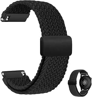 ACYYH Elastic Nylon Watch Band, 22mm Width, Magnetic Clasp, Braided Woven Design, Black, for iWatch,with Apple