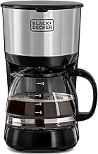 BLACK+DECKER Coffee Maker, 750W, 10-Cup Drip Coffee Machine with 1.25L Glass Carafe, Easy-Grip Handle, Drip Stop, Non-Stick Warming Plate, Auto-Shutoff, Boil Dry Protection, Silver/Black - DCM750S-B5