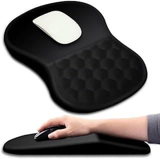 Hokafenle Ergonomic Mouse Pad Wrist Support with Massage Design, Wrist Rest Pain Relief Mousepad with Memory Foam&Non-Slip PU Base, Mouse Pads for Wireless Mouse & Desk (12x8 inch,Black)