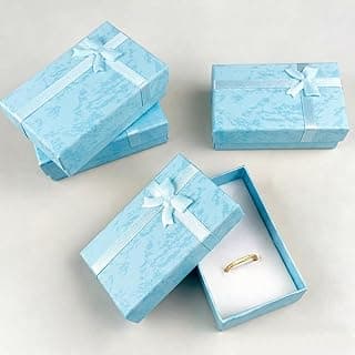 4PCS Blue Bow Gift Wrap Box with Decorative Bow for Jewelry Storage and Presentation
