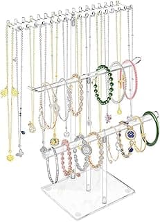 ALMEKAQUZ ALMEKAQUZ Acrylic Necklace Organizer, 3 Layer Necklace Rack, Jewelry Organizer Display Hanger Rack, Jewelry Storage Box Display Stand, Clear Necklace Holder Stand (Transparent)