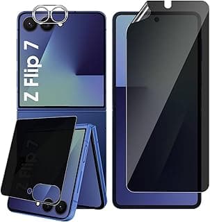 Vurtboly Privacy Screen Protector Compatible with Samsung Galaxy Z Flip 7 2025, 9H Tempered Glass+Inside TPU Film+Camera Protector, Anti-Spy Scratch Resistant Shockproof Film Anti-peeping Bubble-Free