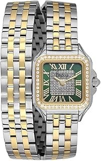 Freelook Paris Freelook -Lumiere Women's Watch | Steel Case | Stainless Steel Band | Dark Green & Square Dial | Analog | Japanese Quartz | Mineral Glass | Premium Luxury Watch | Ideal Gift |Water Resistant 50 Meters