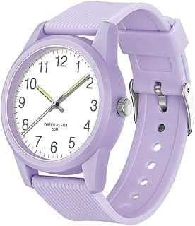 Azonee Kids Analog Watches for Girls and Boys 50M Waterproof Soft Band Learning Time Easy to Read Watch for Ages 4-12 Kids Gift