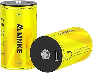 VENNERLI VENNERLI 2PCS Rechargeable Lithium D Batteries With USB-C Cable Fast Charging Battery 1.5V 7400mWh High-Capacity 1000+ Cycles Ultra-Long Lasting Time Durable Cycle Smart Charging LED Indicator