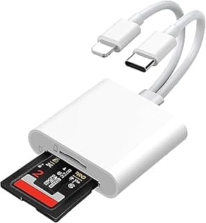 HASTHIP SD Card Reader for iPhone iPad, 2 in 1 USB C SD Card Reader with Dual Slot for MicroSD, Type C OTG Adapter, Camera Card Viewer Memory Card Reader, Card Reader for iPhone/iPad/Android/Camera