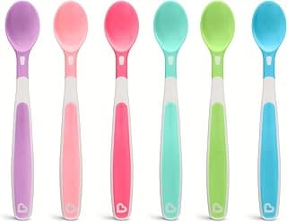 Munchkin Soft-Tip Infant Spoons, Kids safe cutlery flatware, Easy to hold for the little hands, soft edges, Colorful and small, Baby/Infant, Multicolored, Pack of 6