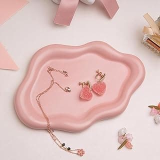 YelaJoy YelaJoy Pink Ceramic Cloud Shaped Jewelry Tray Trinket Dish, Decorative Vanity Key & Ring Organizer Holder for Earrings Necklace, Perfect Mothers Day Birthday Bridesmaid Gift