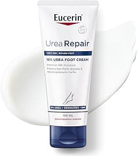 Eucerin UreaRepair Plus 10% Urea Foot Cream with Ceramide, Smoothes Callouses and Thickened Heels, Feet Care for Very Dry Skin, Suitable for Mature & Diabetic Skin, 100ml